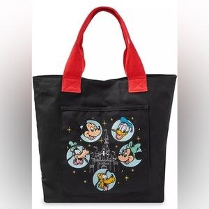 Disney Parks Mickey Mouse and Friends Canvas Tote Bag Black NWT